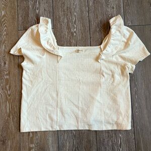 Madewell XXL Crosshatch Ruffled Ivory Top